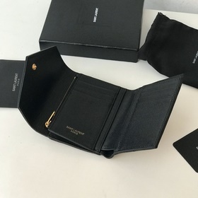 Saint Laurent Короткий кошелек из импортной кожи с мелкой текстур