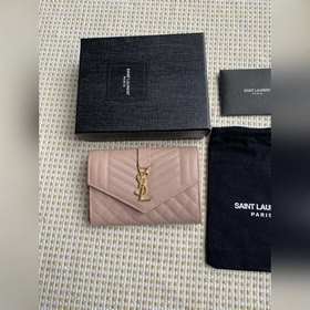 Новый кошелек Saint Laurent, импортная кожа мелкой зернистости, ф