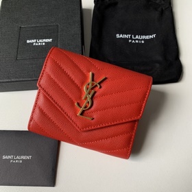 Saint Laurent Короткий кошелек из импортной кожи с мелкой текстур