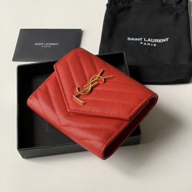 Saint Laurent Короткий кошелек из импортной кожи с мелкой текстур