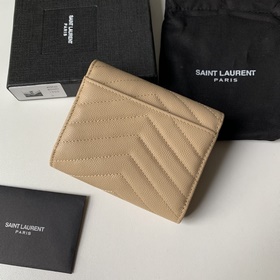 Saint Laurent Короткий кошелек из импортной кожи с мелкой текстур