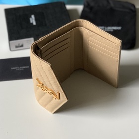 Saint Laurent Короткий кошелек из импортной кожи с мелкой текстур