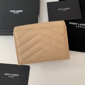 Складной кошелек Saint Laurent, импортный мелкозернистый кожаный,