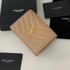 Складной кошелек Saint Laurent, импортный мелкозернистый кожаный,