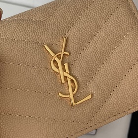 Складной кошелек Saint Laurent, импортный мелкозернистый кожаный,