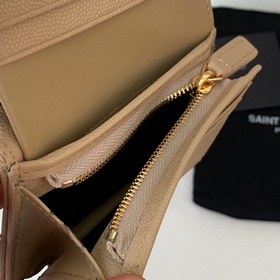 Складной кошелек Saint Laurent, импортный мелкозернистый кожаный,