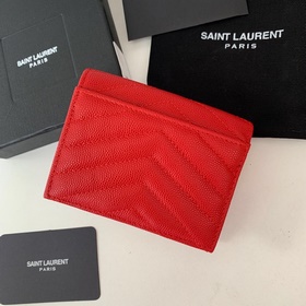 Складной кошелек Saint Laurent, импортный мелкозернистый кожаный,