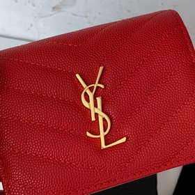 Складной кошелек Saint Laurent, импортный мелкозернистый кожаный,