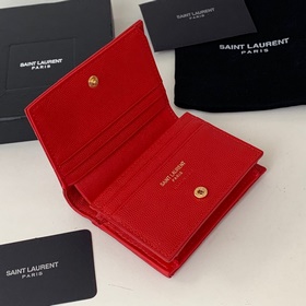 Складной кошелек Saint Laurent, импортный мелкозернистый кожаный,