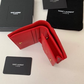 Складной кошелек Saint Laurent, импортный мелкозернистый кожаный,