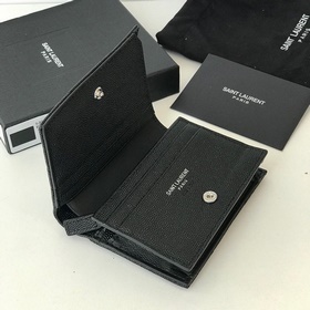 Складной кошелек Saint Laurent, импортный мелкозернистый кожаный,