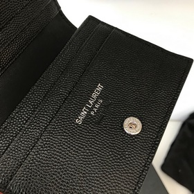 Складной кошелек Saint Laurent, импортный мелкозернистый кожаный,
