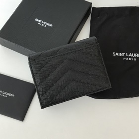 Складной кошелек Saint Laurent, импортный мелкозернистый кожаный,