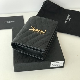 Складной кошелек Saint Laurent, импортный мелкозернистый кожаный,