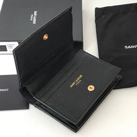 Складной кошелек Saint Laurent, импортный мелкозернистый кожаный,
