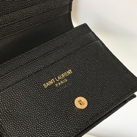 Складной кошелек Saint Laurent, импортный мелкозернистый кожаный,