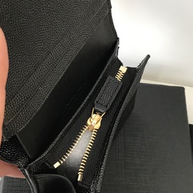 Складной кошелек Saint Laurent, импортный мелкозернистый кожаный,