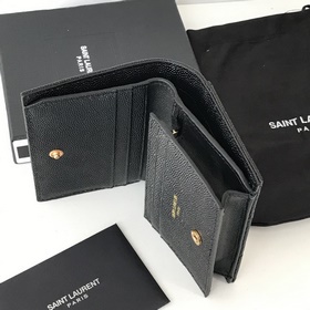 Складной кошелек Saint Laurent, импортный мелкозернистый кожаный,