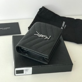 Складной кошелек Saint Laurent, импортная кожа мелкой зернистости