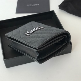 Складной кошелек Saint Laurent, импортная кожа мелкой зернистости