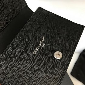 Складной кошелек Saint Laurent, импортная кожа мелкой зернистости