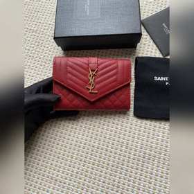 Новый кошелек Saint Laurent, импортная кожа мелкой зернистости, ф