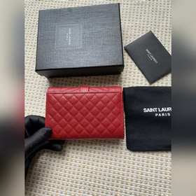 Новый кошелек Saint Laurent, импортная кожа мелкой зернистости, ф