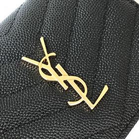 Складной кошелек Saint Laurent, импортный мелкозернистый кожаный,