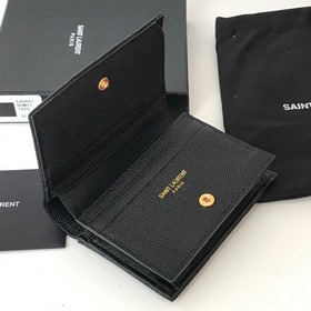 Складной кошелек Saint Laurent, импортный мелкозернистый кожаный,