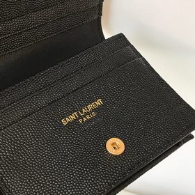 Складной кошелек Saint Laurent, импортный мелкозернистый кожаный,