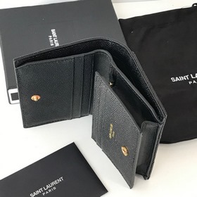 Складной кошелек Saint Laurent, импортный мелкозернистый кожаный,