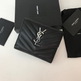 Saint Laurent Кошелек из импортной кожи мелкой зернистости с мет