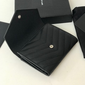 Saint Laurent Кошелек из импортной кожи мелкой зернистости с мет