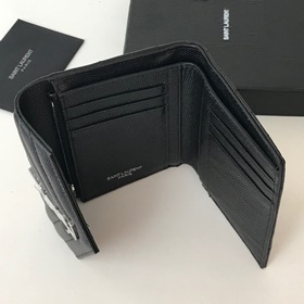 Saint Laurent Кошелек из импортной кожи мелкой зернистости с мет