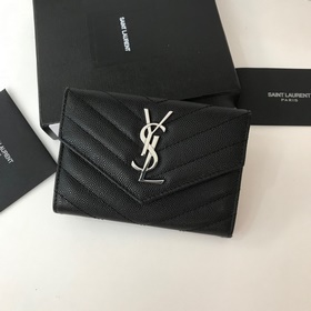 Saint Laurent Карманный кошелек из импортной кожи с мелкой тексту