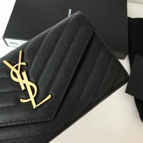 Длинный кожаный кошелек Saint Laurent, импортная кожа мелкой зерн