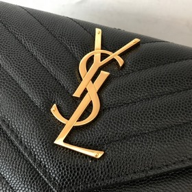 Длинный кожаный кошелек Saint Laurent, импортная кожа мелкой зерн