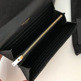 Длинный кожаный кошелек Saint Laurent, импортная кожа мелкой зерн