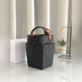 CELINE Кожаная окантовка, тканевая подкладка Ручная сумка с заст