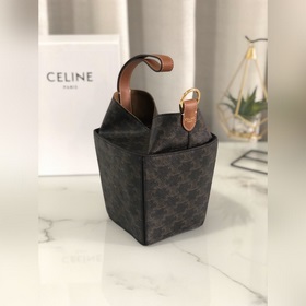 CELINE Кожаная окантовка, тканевая подкладка Ручная сумка с заст