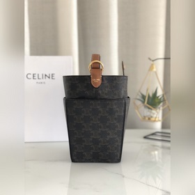 CELINE Кожаная окантовка, тканевая подкладка Ручная сумка с заст