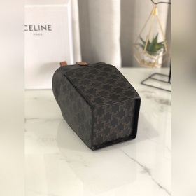CELINE Кожаная окантовка, тканевая подкладка Ручная сумка с заст