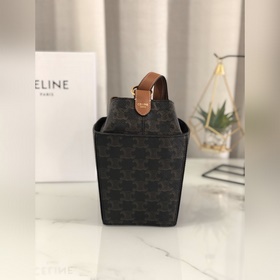 CELINE Кожаная окантовка, тканевая подкладка Ручная сумка с заст