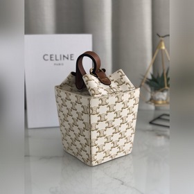 CELINE Кожаная окантовка, тканевая подкладка Ручная сумка с заст