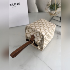CELINE Кожаная окантовка, тканевая подкладка Ручная сумка с заст
