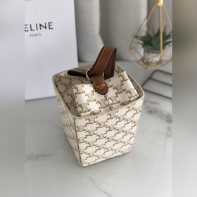 CELINE Кожаная окантовка, тканевая подкладка Ручная сумка с заст