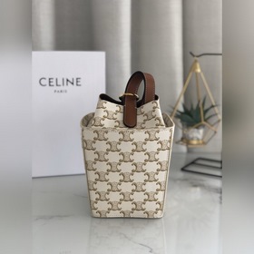 CELINE Кожаная окантовка, тканевая подкладка Ручная сумка с заст