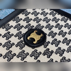 CELINE Вышивка черного цвета Сумка вертикального формата из ткан