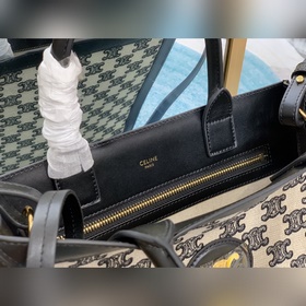 CELINE Вышивка черного цвета Сумка вертикального формата из ткан