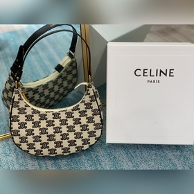 CELINE  Сумка из парусины с вышивкой, черная 61% пропитанная хо
